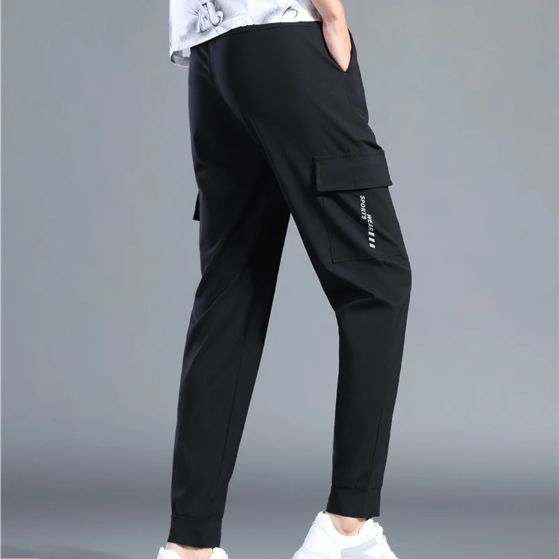 Men Running Pants Quick Dry Cargo Mountaineering Pant Breathable Outdoor Sportspant With Two Big Pockets Gym Sweatpants