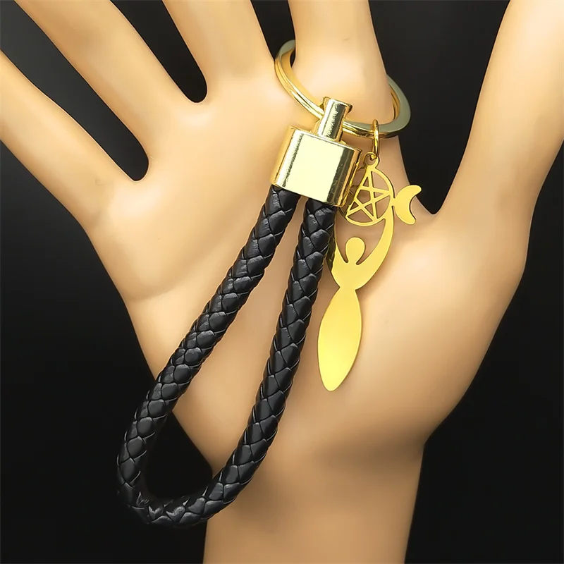 Брелок из нержавеющей стали с подвеской в виде звезды ведьмы тройной Луны богини