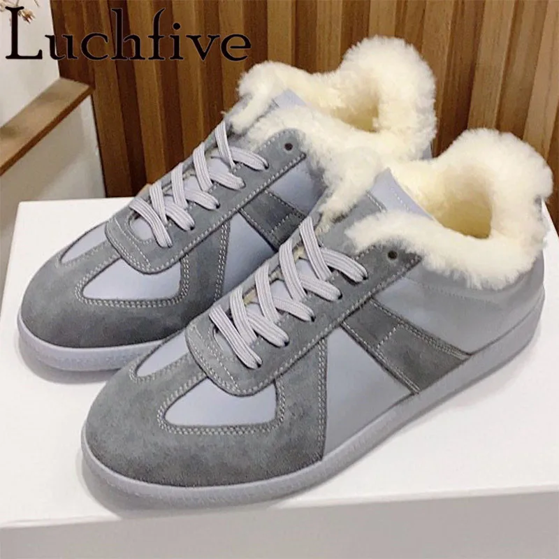 

Зима 2022, новинка, Кожаные Замшевые Лоскутные туфли на плоской подошве, повседневная обувь со шнуровкой и круглым носком, брендовая прогулоч...