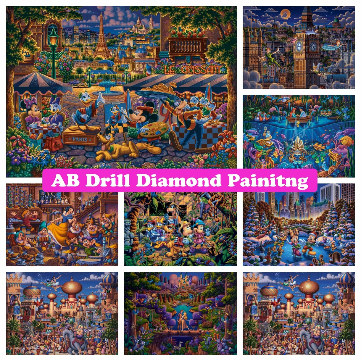 

Disney Cartoon Characters DIY AB Drill Diamond Painting Embroidery Mickey and Friends Cross Stitch Rhinestone Mosaic Home Decor