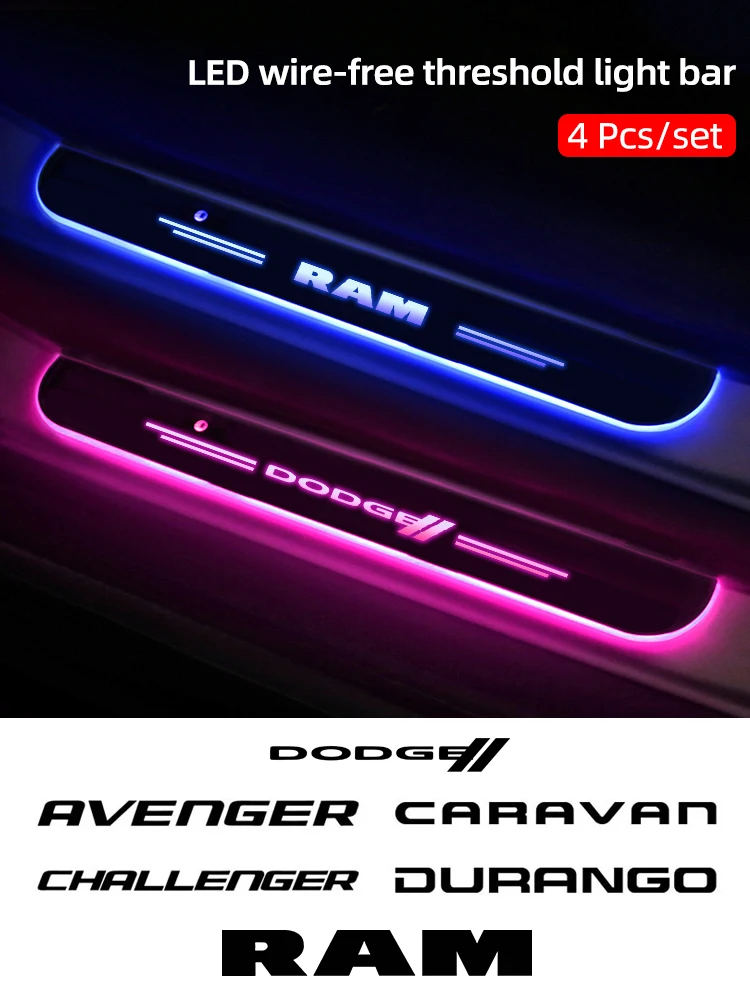 

Custom wireless car door sill light for dodge AVENGER CALIBER CARAVAN CHALLENGER CHARGER DART DURANGO JOURNEY NITRO RAM