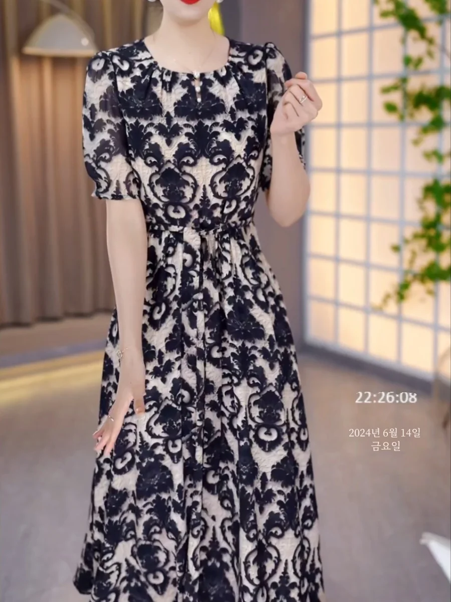 Модное женское роскошное платье с коротким рукавом Новинка лета 2024 изысканная