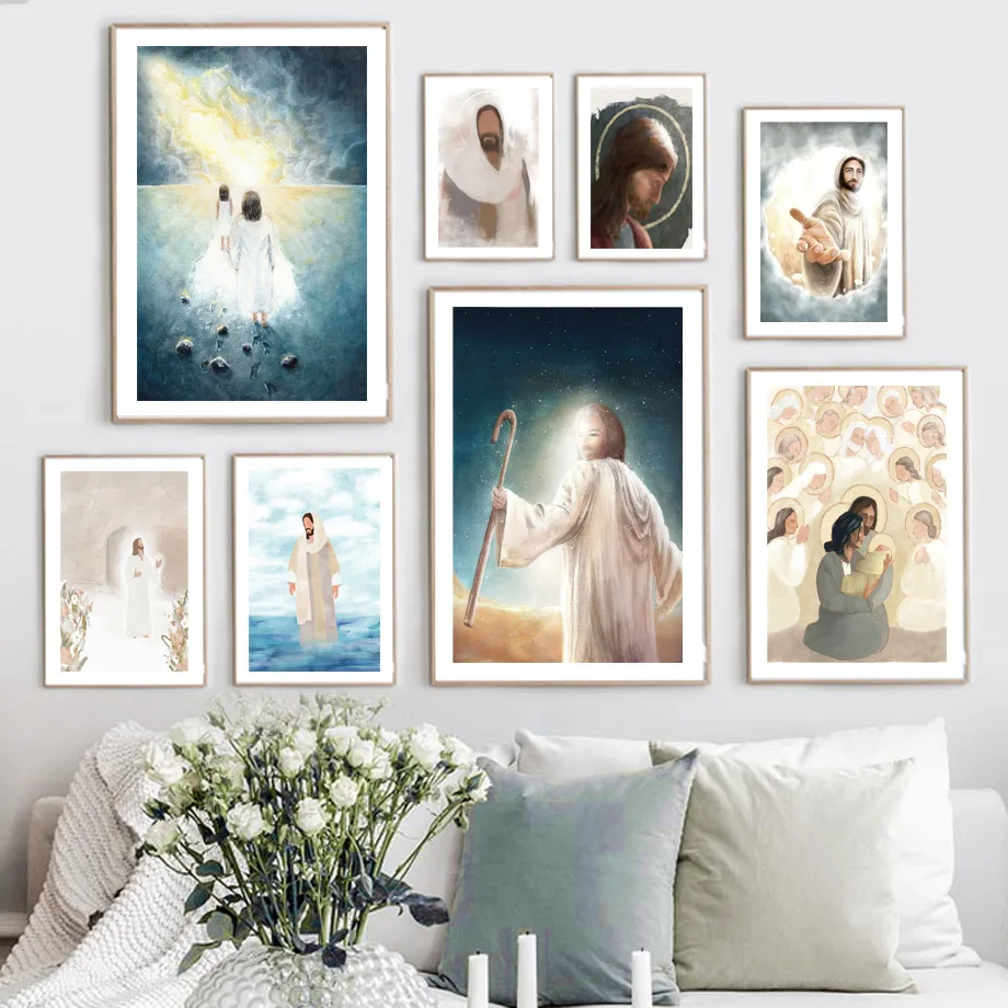 

Jesus Christian Bible Faith LDS Nordic Poster Abstract Wall Art Print Canvas Painting Modern Wall Pictures For Living Room Decor