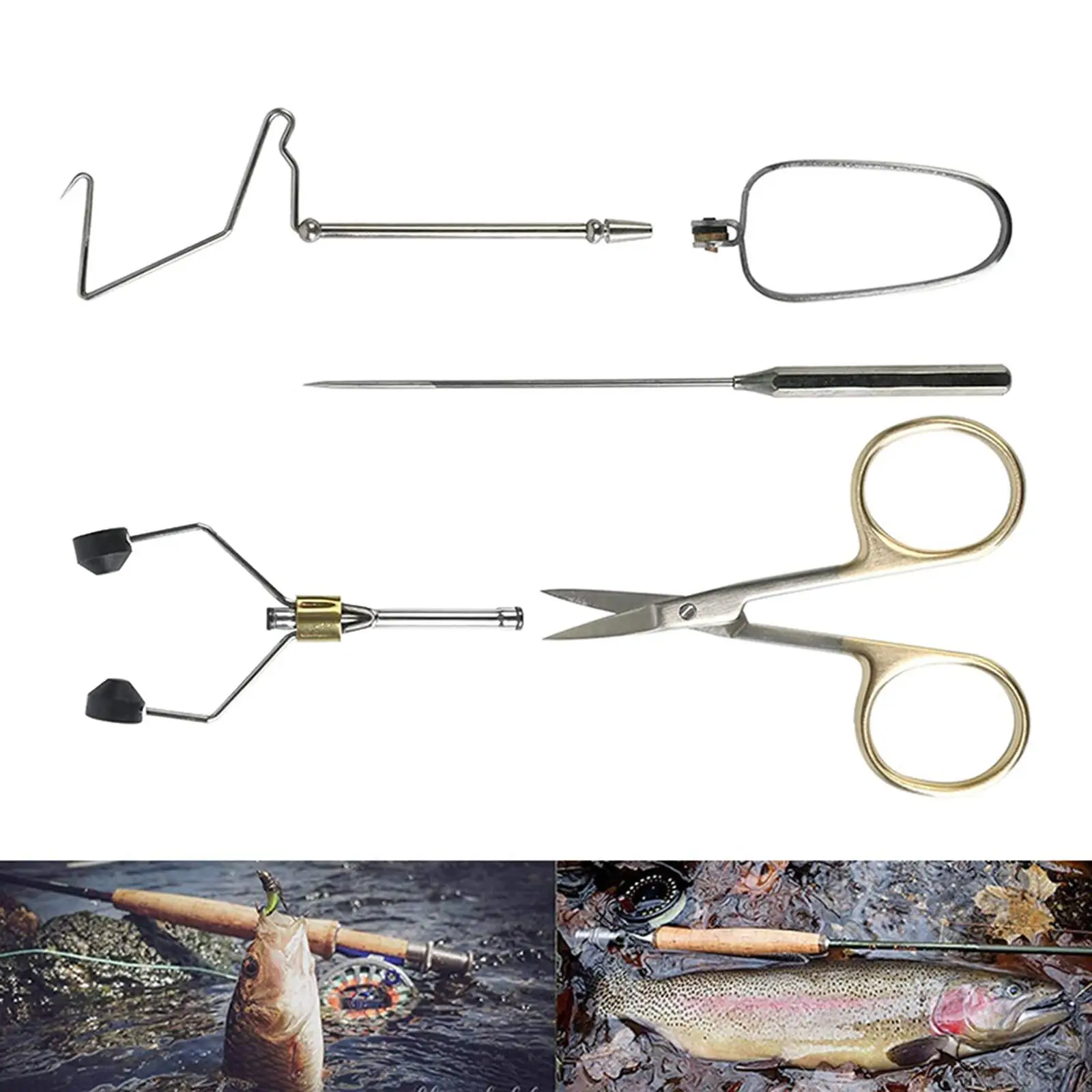 

5Pieces Fly Tying Tools Supplies Kit Fishing Finisher Dubbing Bobbin Finisher Equipment