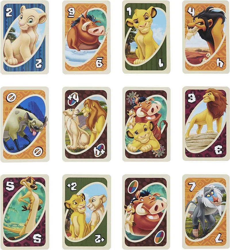 Mattel игры карты Игра Uno Disney Король Лев развлечение включает в себя разноцветные