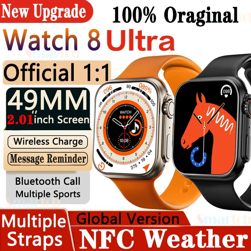 

2023 S8 Ultra Max Smart Watch Ultra Q8 Fitness NFC Original 1:1 Iwo Series 8 BT Call Smart Watches Men Women For Apple Android