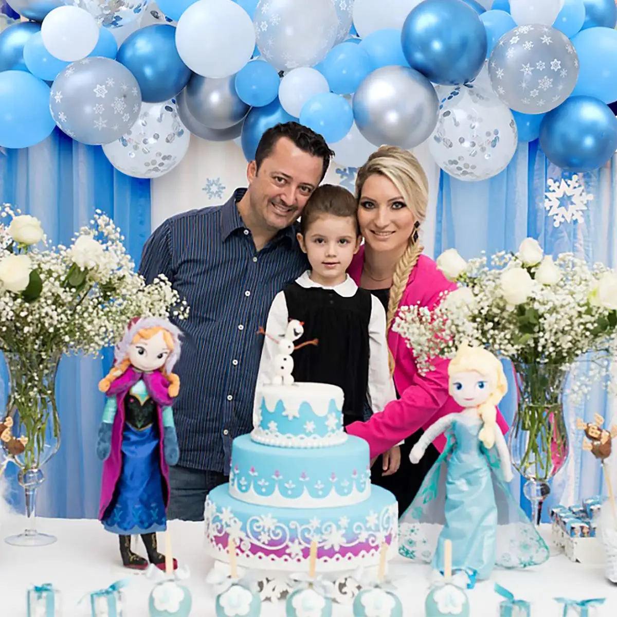 112 шт./упаковка серебристые и синие снежинки