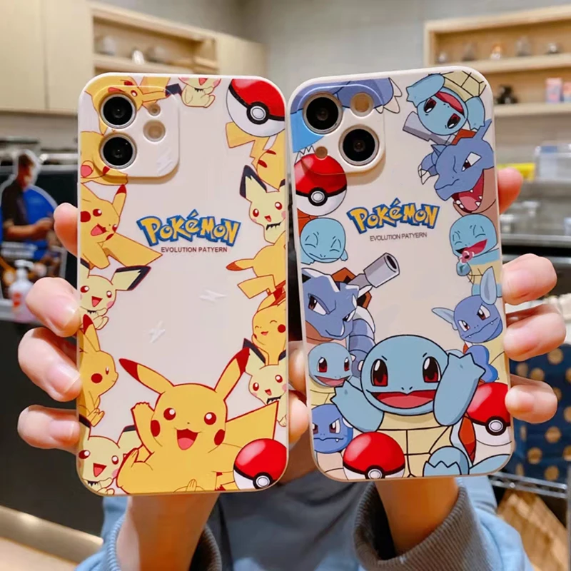 Чехол с покемоном Пикачу Дженни черепахой для iPhone 12 13 Pro Max Mini 11 X XR XS MAX SE2020 8 7 6 6S Plus