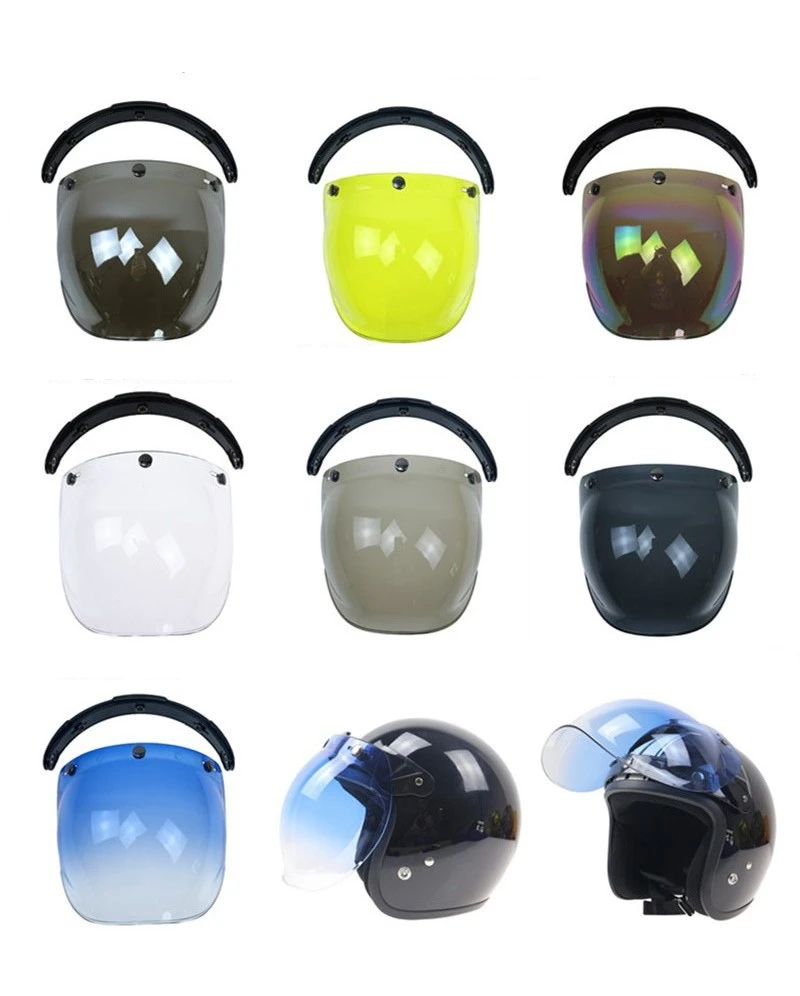 

3-snap Flip Up Lens Bubble Visor Open Face Helmet Visor Vintage Retro Motorcycle Helmets Bubble Shield Visors Lens Capacete