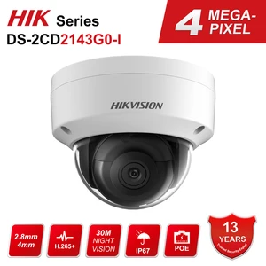 Hikvision 4MP DS-2CD2143G0-I Dome CCTV IP Camera POE CMOS IR Network Security Night Version Camera H.265 Micro SD Card Slot IP67