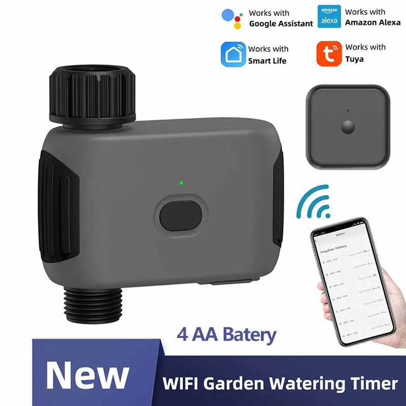 New Design 4 AA Batery Powered Garden Smart Irrigation Wifi Automatic Irrigation Water Timer Use Tuya Smart Life App