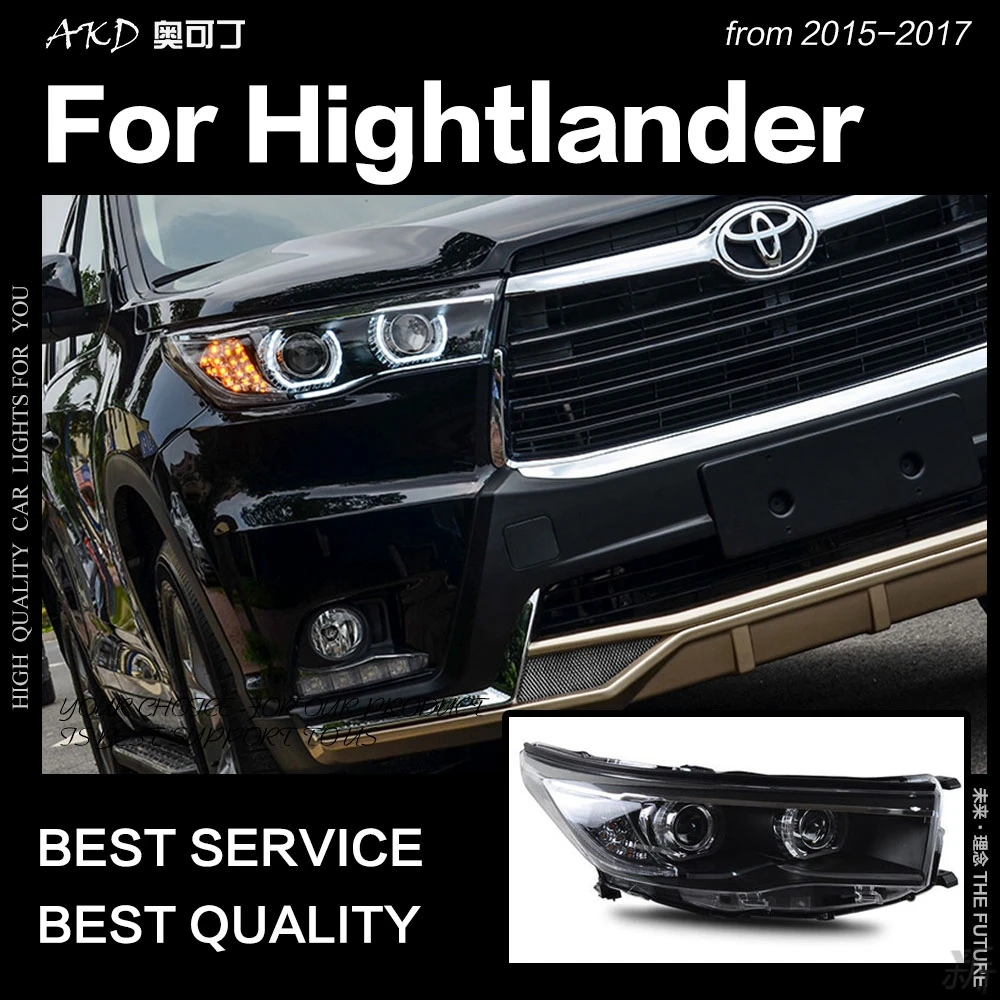 Автомобильные передние фары для Toyota Highlander 2015-2017 Орлиный глаз новые модели