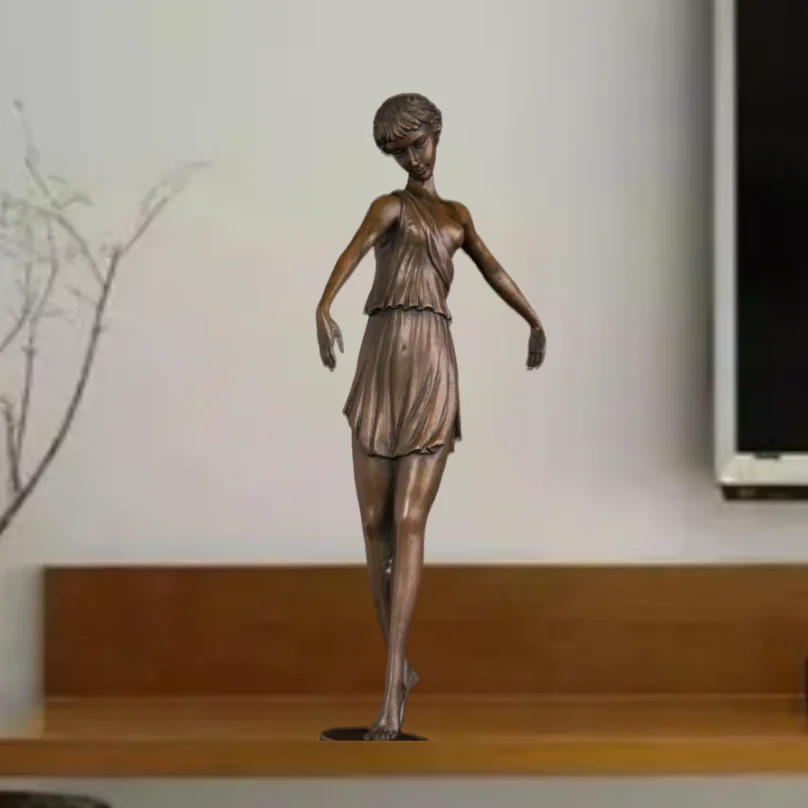 

QW-194 Casting Bronze Dancing Girl Statue Sculpture Happy Child Girl Playing Statue Art For Home Decor Children gift