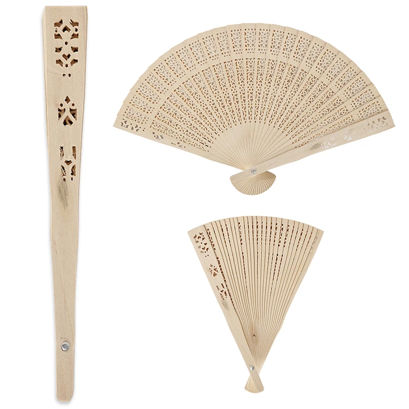 

Chinese Style Hollow Out Bamboo Wooden Carved Hand Fan Archaic Wind Pattern Art Crafts Gift Chinese Dance Party Folding Fans