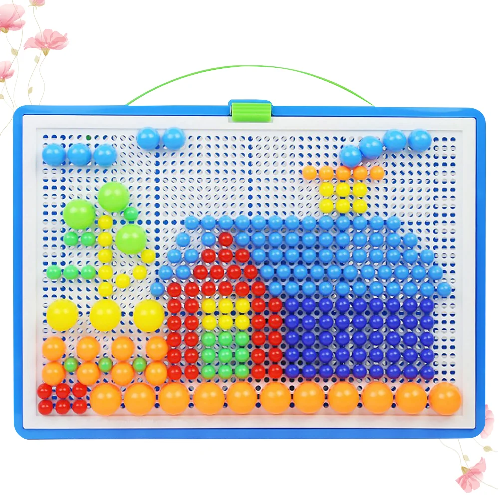 

Kids Pegboard Jigsaw Children Jigsaws Mosaic Boards Mushroom Nail Three-dimensional