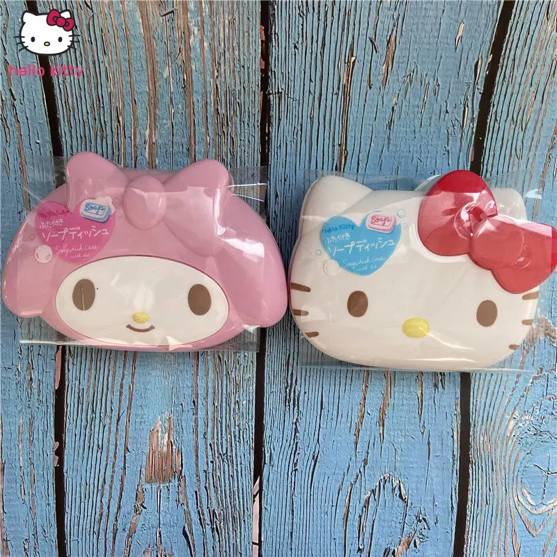

Мыльница Hello Kitty с рисунком из мультфильма, милая сушилка для ванной, держатель для мыла, коробка для хранения с крышкой, товары для дома