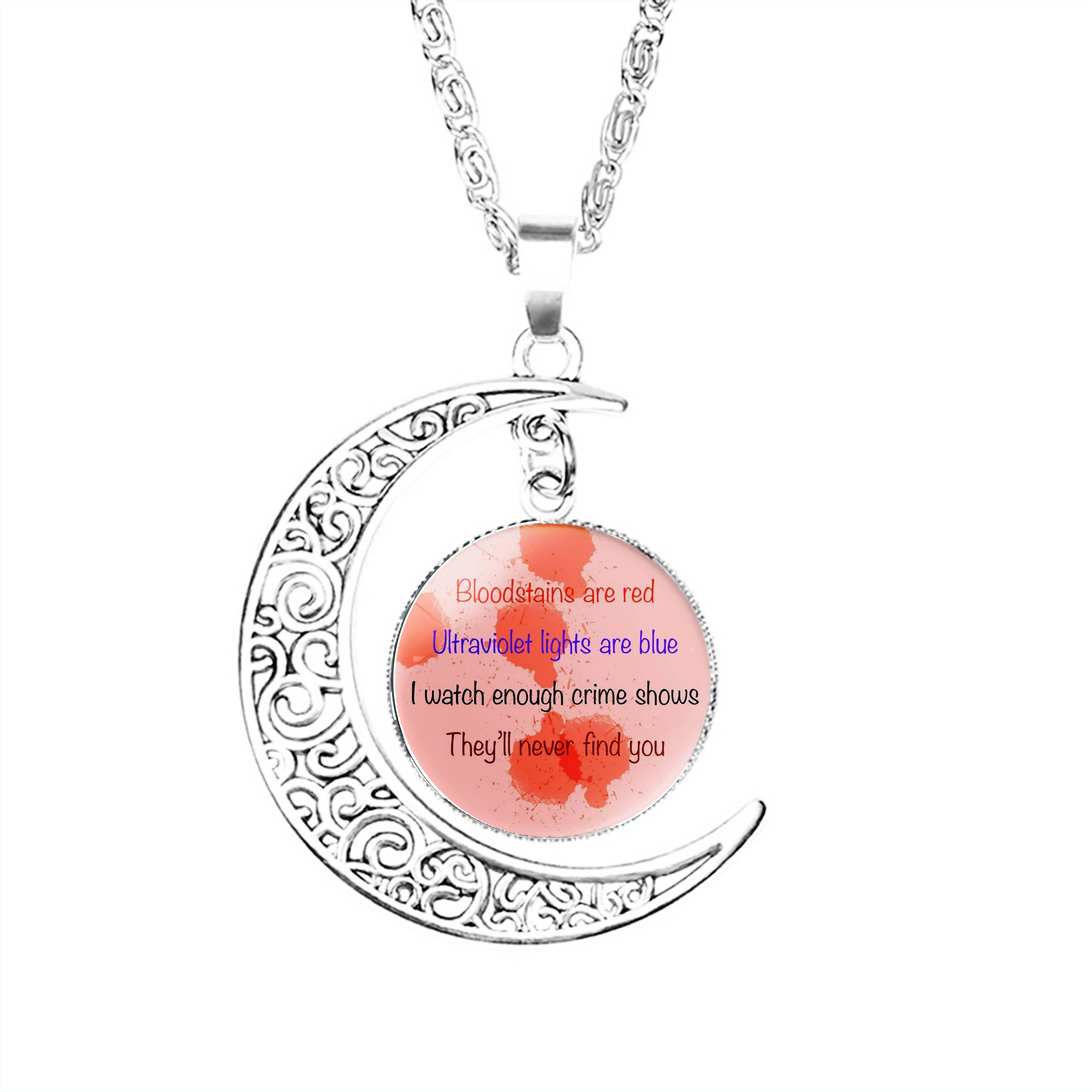 

I Know What Im Doing Moon Necklace Gifts Chain Glass Jewelry Charm Lady Lovers Crescent Boy Men Stainless Steel Dome Girls