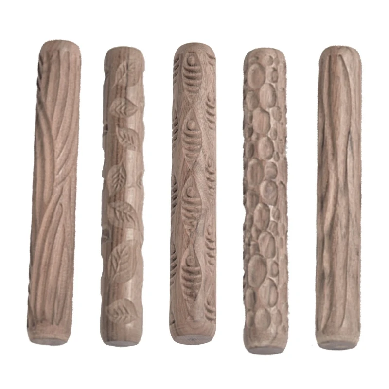 

Wooden Texture Mud Pressed Roller Pattern Roller Rod Embossed Polymer Clay Rolling Pin Ceramic Pottery Art Replace Part Dropship