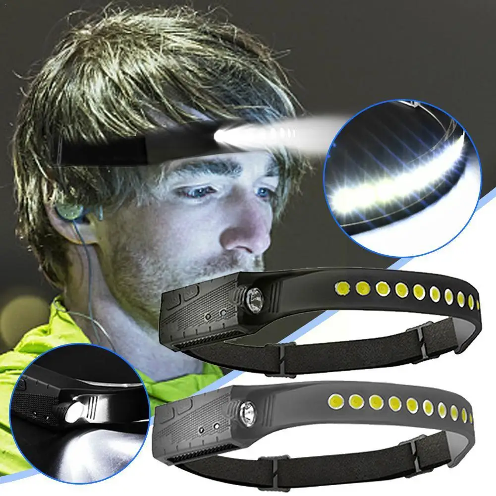 

Индукционный налобный фонарь, светодиодный налобный фонарь со встроенным аккумулятором и перезаряжаемыми режимами, Головной фонарь, фонар...