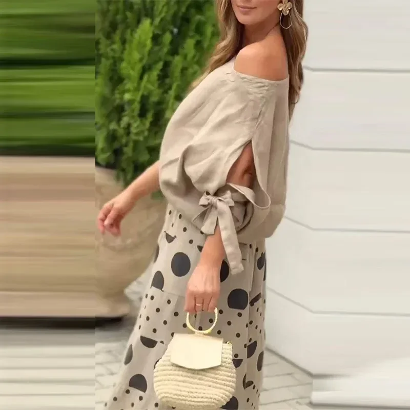 Женский комплект одежды из 2 предметов модная блузка с открытыми плечами и