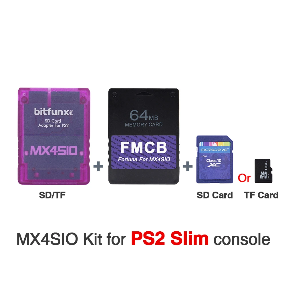 Адаптер для SD-карты MX4SIO SIO2SD PS2 Slim игровые консоли + Fortuna 64MB FMCB OPL1.2.0 комбинированная