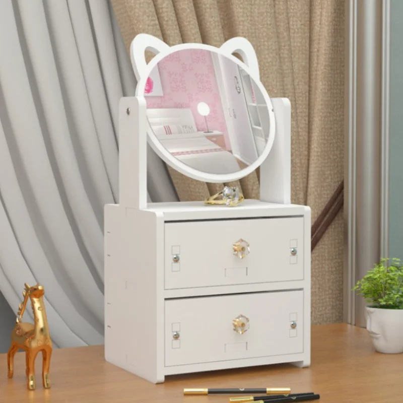 

Box Dustproof Lipstick Dressing Shelf Desktop Table Cosmetic Care Mirror with Storage Makeup Skin