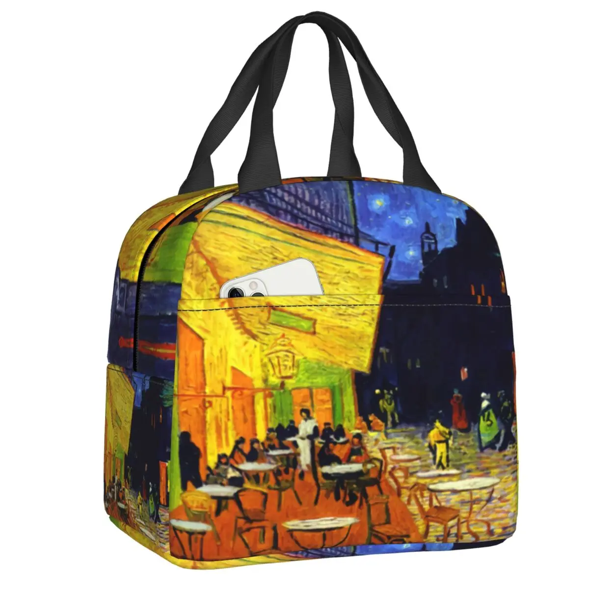 

Cafe Terrace At Night Insulated Lunch Bags for School Office Vincent Van Gogh Painting Thermal Cooler Lunch Box Women Kids
