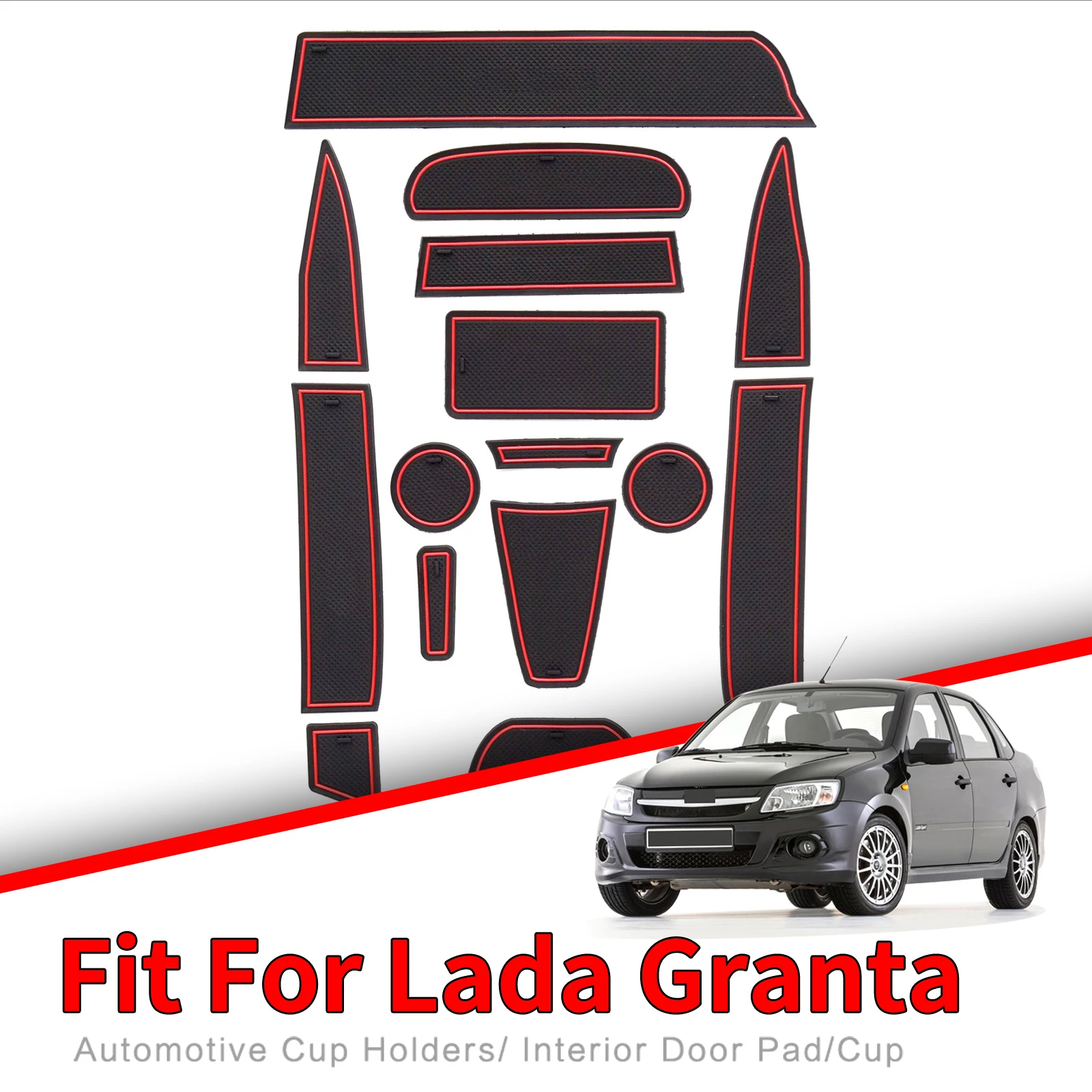 

Anti-Slip Gate slot Cup Mat for Lada Granta Interior 4 Door Pad Non-Slip Accessories 9pcs/16pcs RED WHITE BLUE