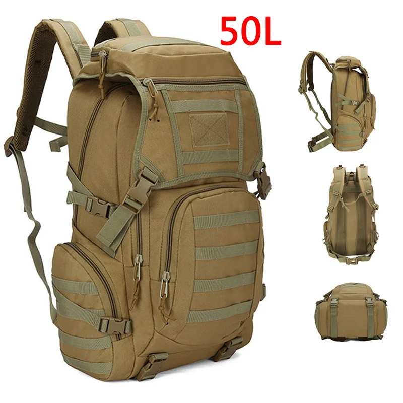 

Military Tactical Backpack Camping Hiking Daypack Army Rucksack Outdoor Fishing Sport Hunting Climbing Waterproof Bag About 50L