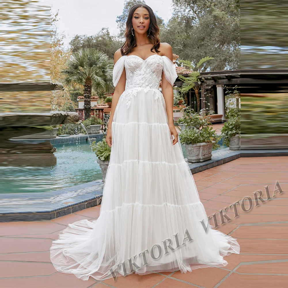 

VIKTORIA 2023 Charming Wedding Dresses Off Shoulder Sweetheart For Bride A-LINE Appliques Women Vestidos De Novia Made To Order