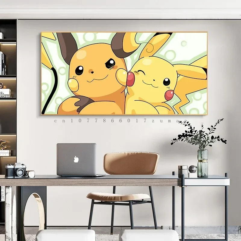 Pokemon Peripheral Poster Anime Watercolor Canvas Painting Art Wall Sticker Kawaii Abstract Picture For Living Room Decor