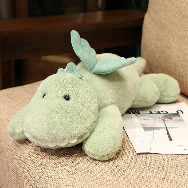 

Lovely Green Dinosaur Plush Toy With Wings Stuffed Animals Soft Comfortable Throw Pillow Cuddly Plushies Huggable Birthday Gifts