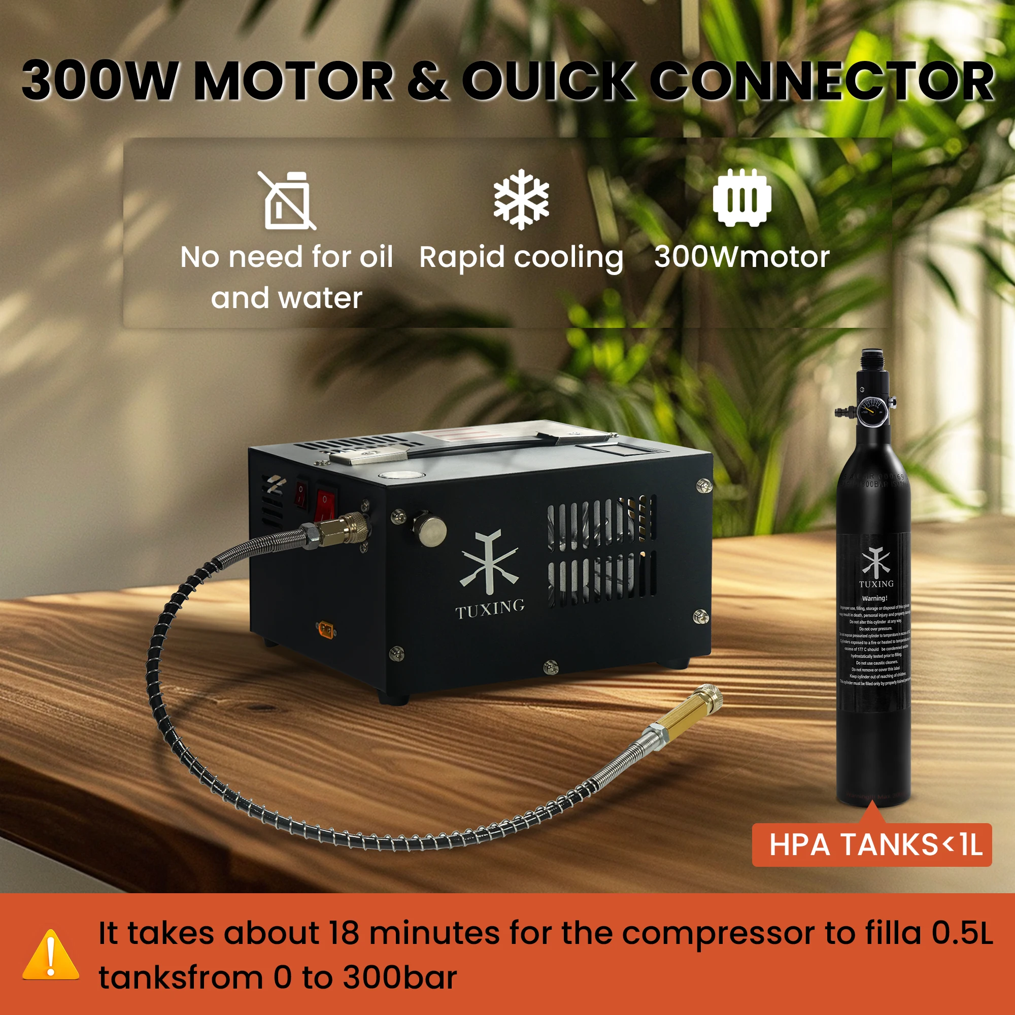 Воздушный компрессор TUXING TXES061 PCP 4500Psi 300Bar высокого давления с трансформатором 12 В