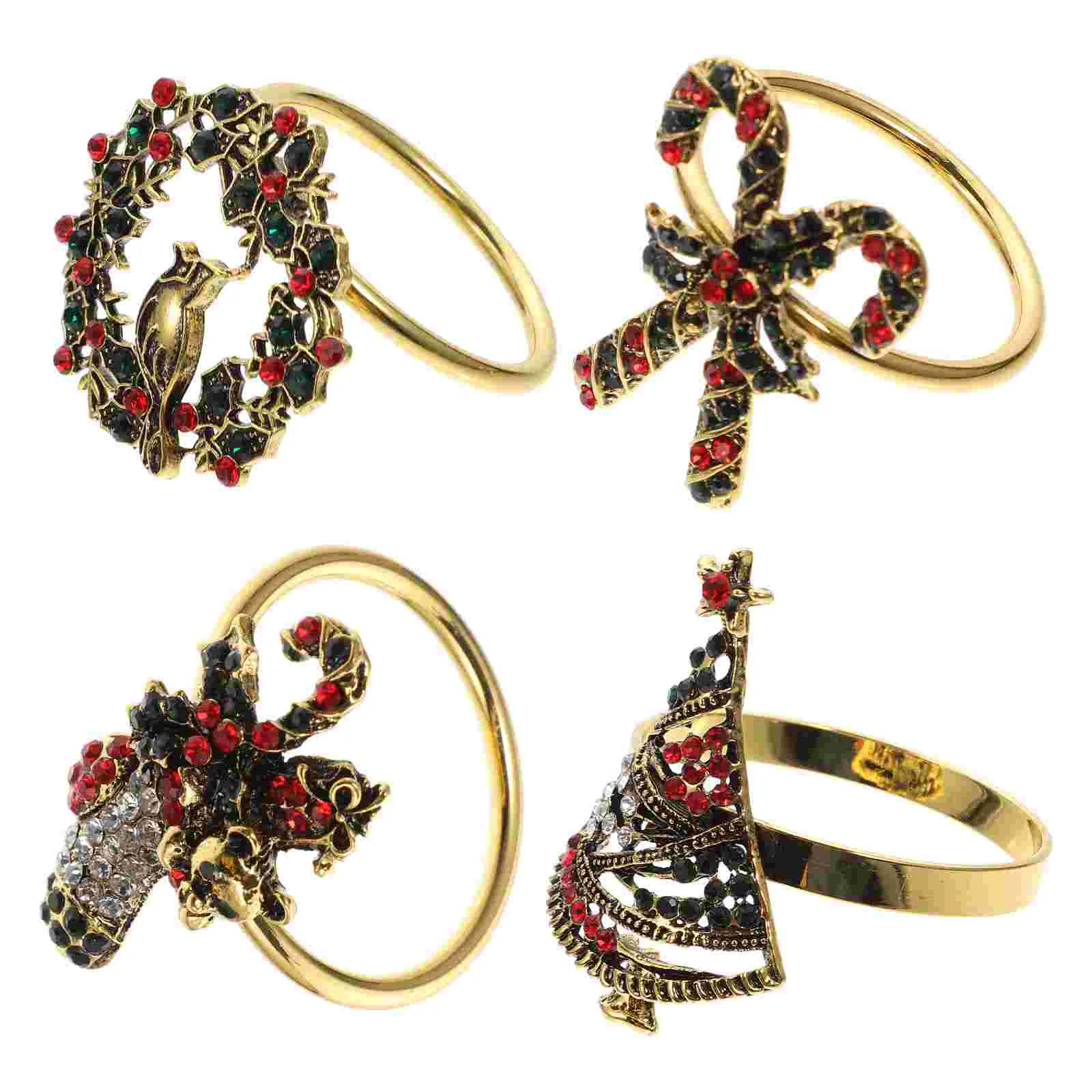 

Napkin Rings Christmas Tree Holder Alloy Bird Socks Canewreath Ring Buckle