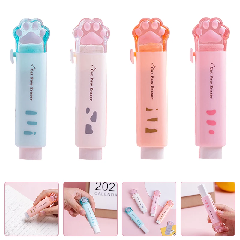 

Cute Cat Paw Erasers Kawaii Stationery Push Pull Rubber Erasers Clean Correction Tool Kids Toy School Office Stationery Supplies