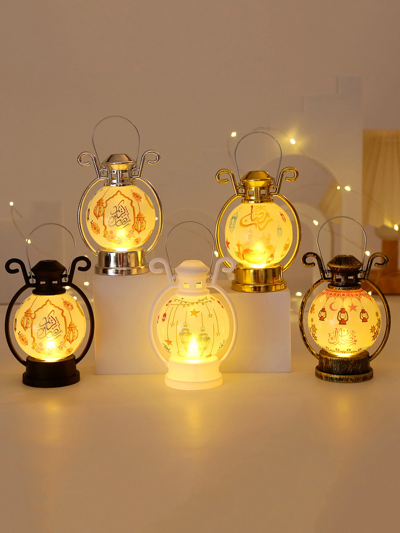 Ramadan Festival Lantern Candle Holder Eid Al-fitr Decoration Ramadhan Lights Gift (Note: Batteries Not included)