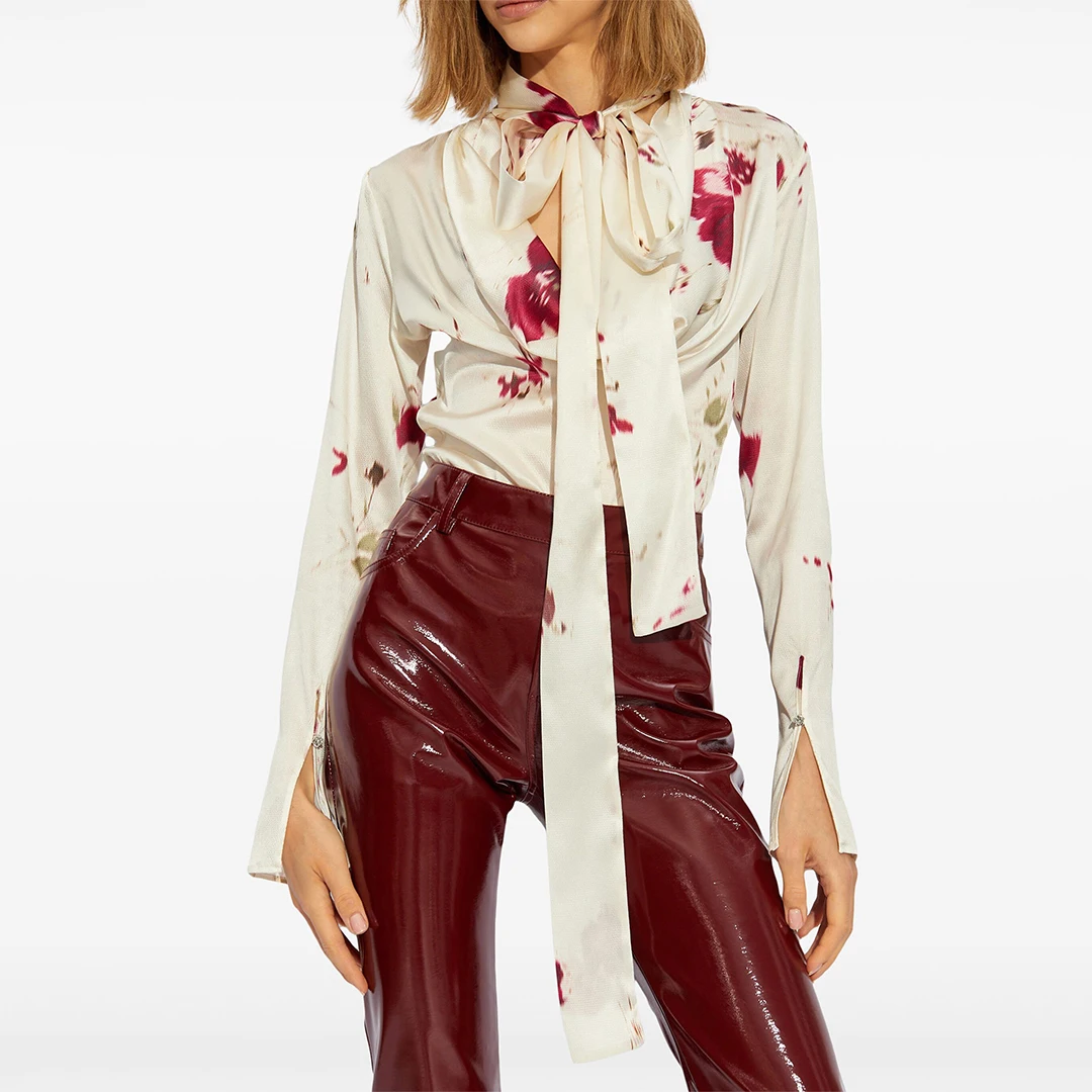 NIGO женская весенне-осенняя однотонная шелковая рубашка с длинными рукавами и