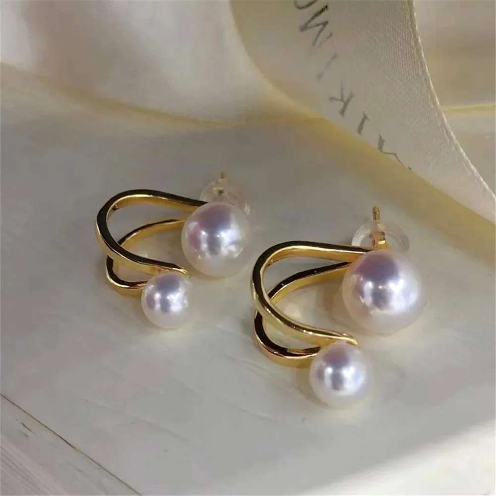 Серьги-гвоздики из серебра 925 пробы с жемчугом