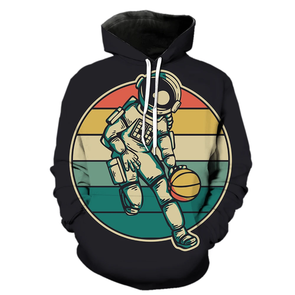 

Cartoon Astronaut Men's Hoodies With Hood Jackets Oversized Sweatshirts Streetwear Spring Unisex Long Sleeve Teens Cool 3D Print