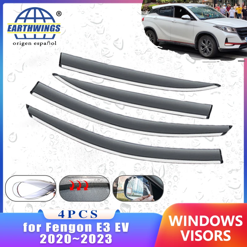 

Wind Deflectors for Seres 3 2022 Fengon E3 EV 500 2020~2023 Accessories 4x Car Window Rain Eyebrow Guards Awning Trim Protective