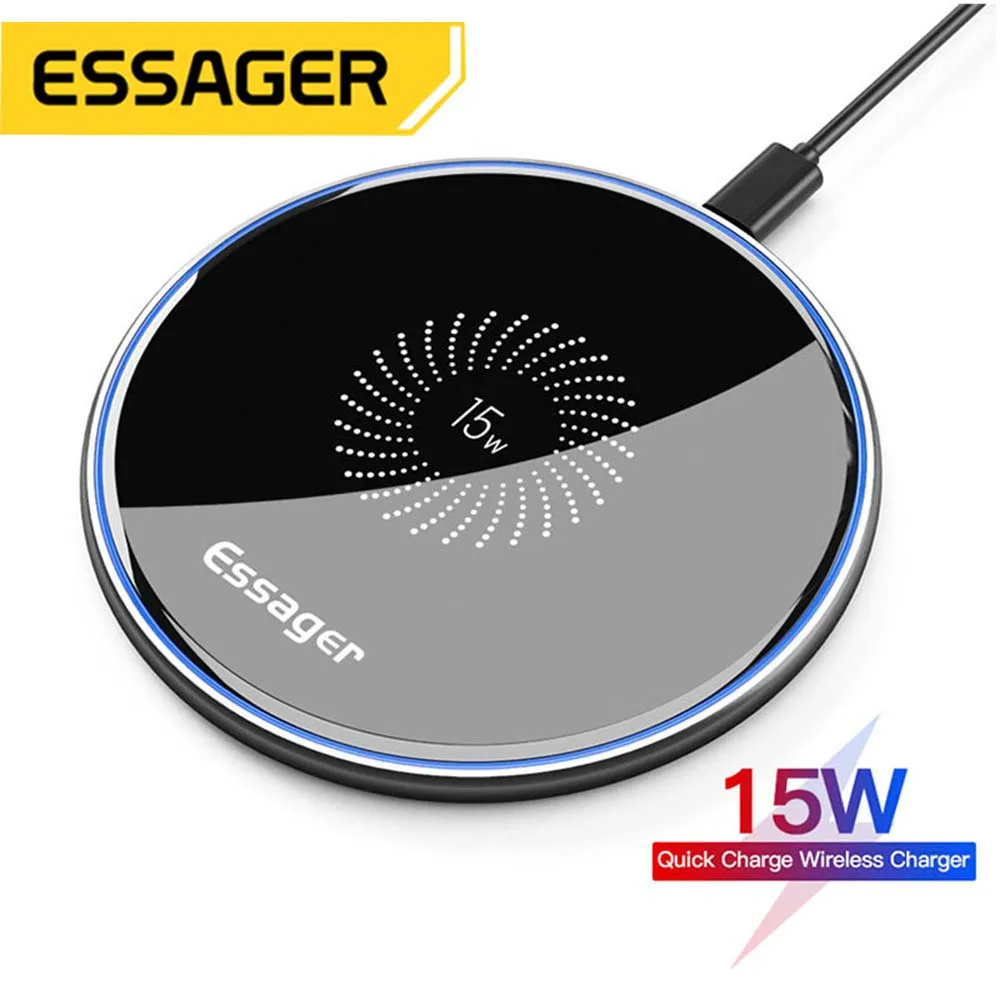 

Essager 15W Qi Wireless Charger Fast Wireless Charging Pad Quick Induction Wirless Charger For iPhone 14 Pro max Xiaomi mi 9 Pro