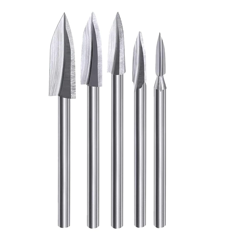 

Wood Carving Tools 5 PCS HSS Engraving Drill Bit Set Wood Crafts Grinding Woodworking 1/8Inch Shank Universal Fitment