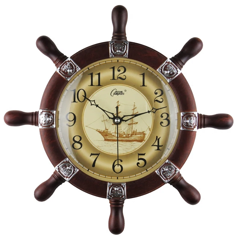 

Large Rudder 3D Wall Clock Vintage Living Room Retro Mute Creative European Mediterranean Orologio Muro Home Decor Gift Ideas
