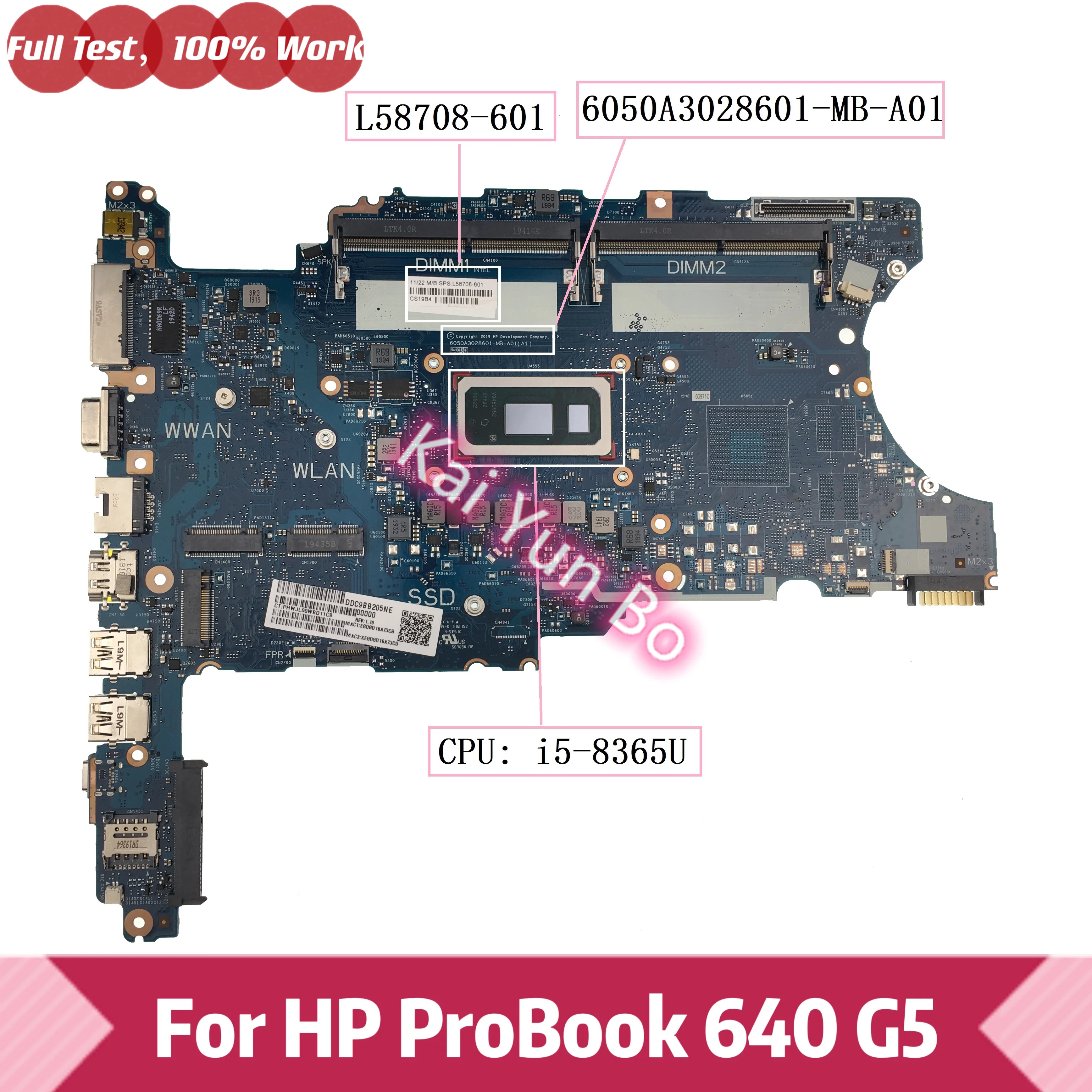 

Материнская плата ноутбука HP ProBook 640 G5 6050A3028601 L58708-601 L58708-001 L58708-501 с ЦП i5-8365U DDR4 100% Протестировано ОК