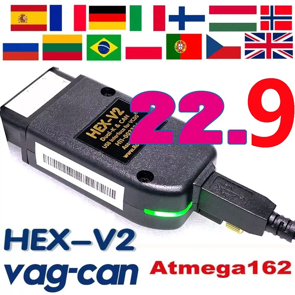 

2022 HEX-V2 WESHEU VCDS VAG COM 22.9 VAGCOM 22.3.1 VCDS HEX V2 USB Interface FOR VW AUDI Skoda Seat Unlimited VINs For 1996-2017