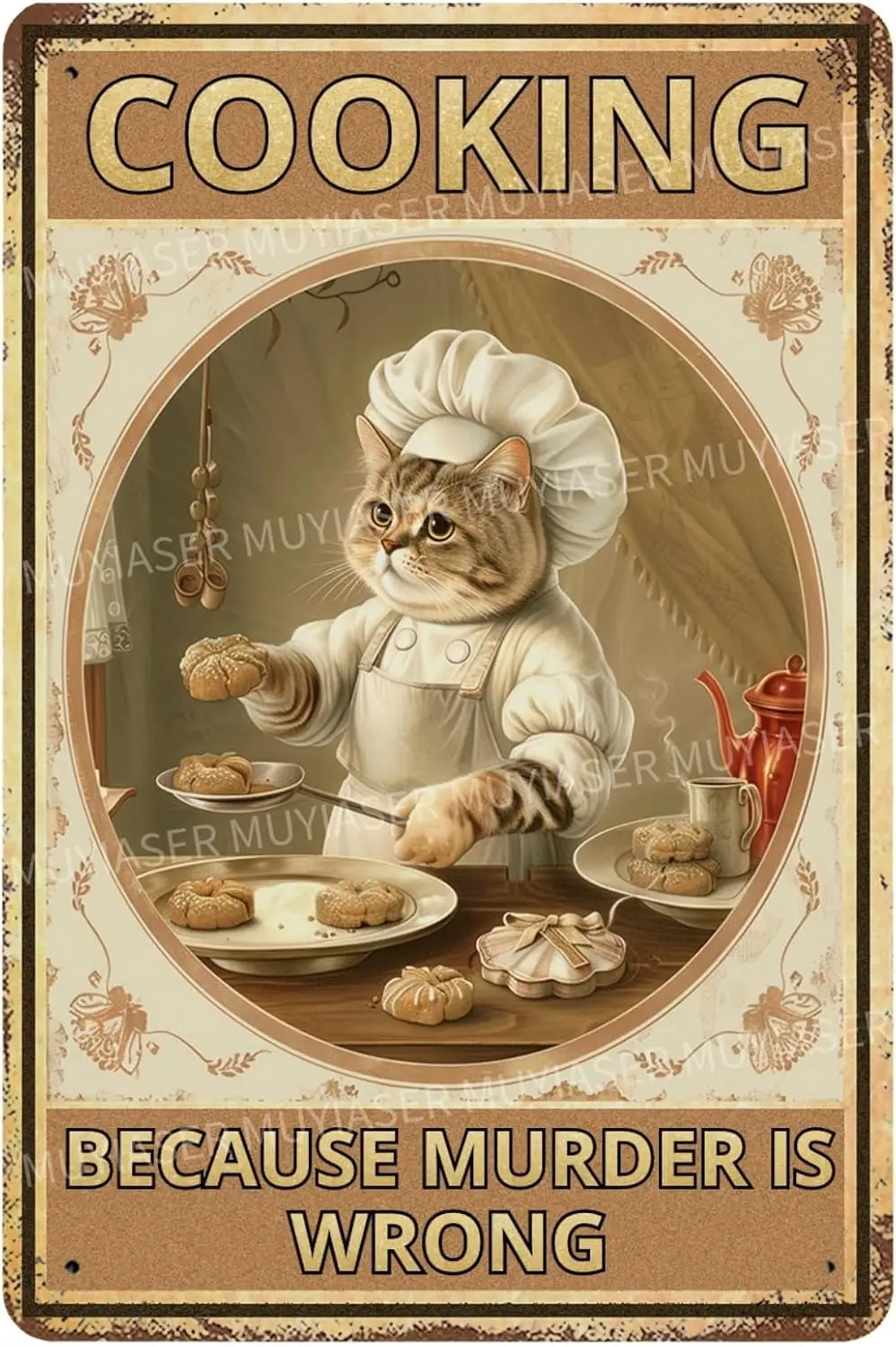 Metl Sgns Cookng Bece Murder s Wrong Vntge Retro lumnum Tn Sgn для Tolet Wshroom Grden Home Br Cfe Decor 8x12 nch