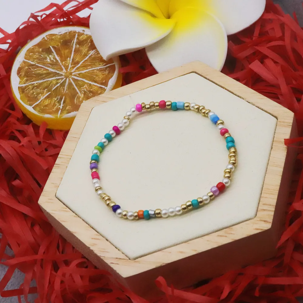 Красочный браслет ручной работы с бусинами для женщин ожерелье летняя недорогая