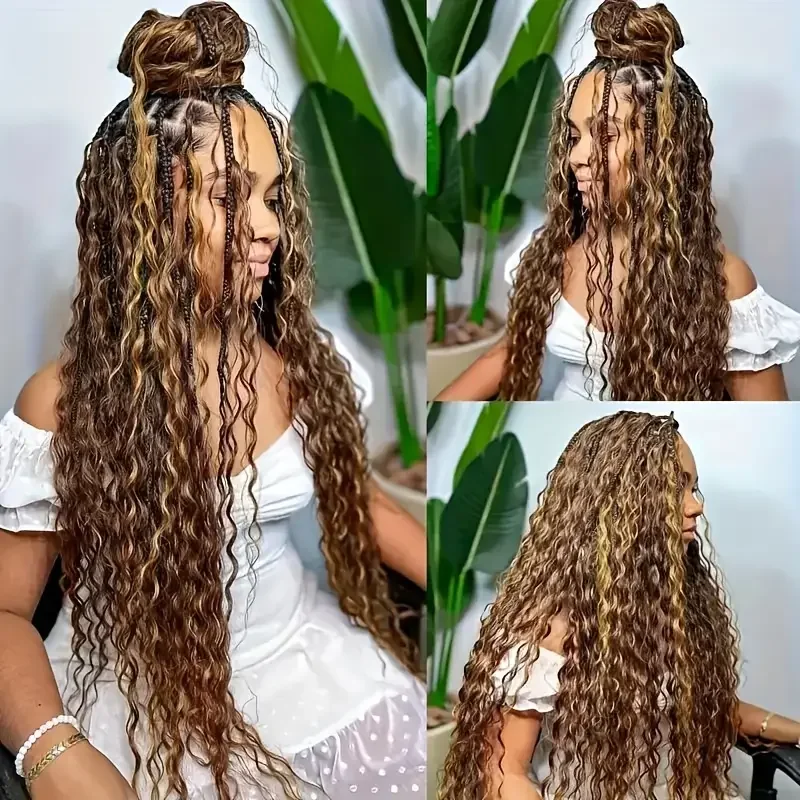 Boho Braids человеческие волосы Объемное плетение волос 100% Глубокая волна без утка