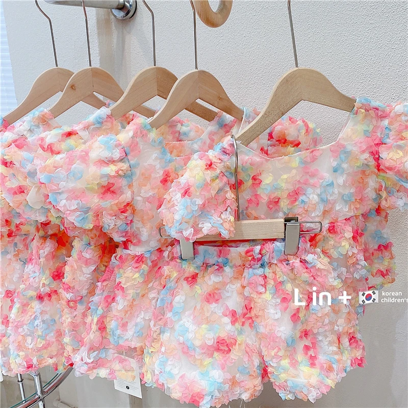 Комплект одежды для малышей топы и шорты летняя одежда маленьких девочек