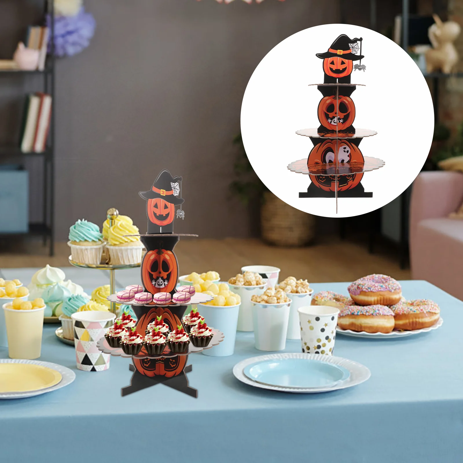 

Halloween Cupcake Tower Decorative Display Stand Rack Holder Shelf Multi-tire Party Prop Supplies